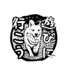 白黒ハンコ風動物スタンプ（個別スタンプ：1）