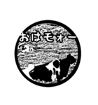 白黒ハンコ風動物スタンプ（個別スタンプ：6）