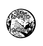白黒ハンコ風動物スタンプ（個別スタンプ：13）