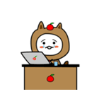 いつもリンゴと一緒にいるタヌキ（個別スタンプ：2）