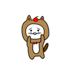 いつもリンゴと一緒にいるタヌキ（個別スタンプ：3）