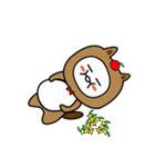 いつもリンゴと一緒にいるタヌキ（個別スタンプ：11）
