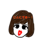 セミロングガールの挨拶スタンプ（個別スタンプ：3）
