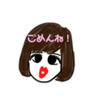セミロングガールの挨拶スタンプ（個別スタンプ：21）
