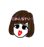 セミロングガールの挨拶スタンプ（個別スタンプ：22）