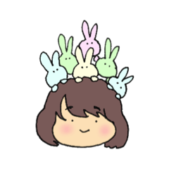 [LINEスタンプ] キノコ女子とうさぎ