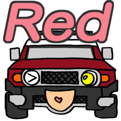 [LINEスタンプ] ノブの赤色のオフロード車