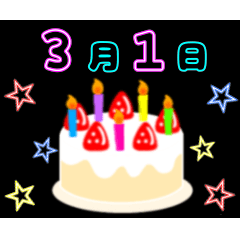 [LINEスタンプ] 動く☆光る3月1日〜15日の誕生日ケーキの画像（メイン）