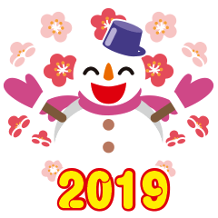 [LINEスタンプ] NEW YEAR 2019〜尖り鼻の雪だるまの画像（メイン）