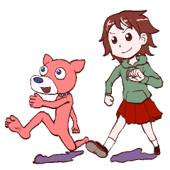 [LINEスタンプ] ピンク犬と女の子 