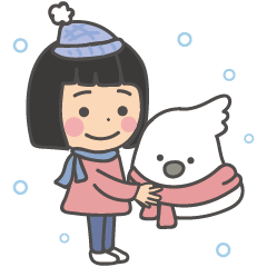 [LINEスタンプ] 女の子のオウム(冬バージョン)