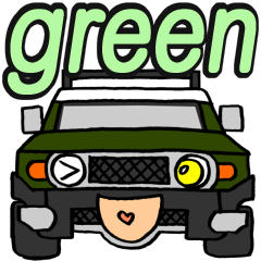 [LINEスタンプ] ノブの緑色のオフロード車
