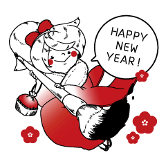 [LINEスタンプ] ユコちゃん新春スタンプ2019 (英語版) 
