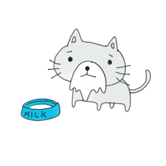 [LINEスタンプ] ミルクを飲むのが下手なねこ 