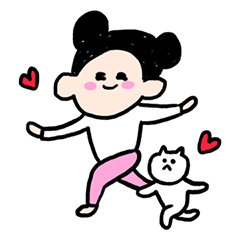 [LINEスタンプ] 少女と猫と子犬の画像（メイン）