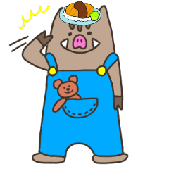 [LINEスタンプ] かつめしだいすき うり坊くん