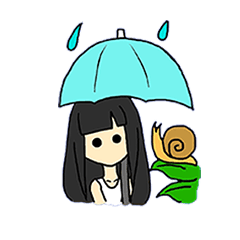 [LINEスタンプ] 雨の日女の子とかたつむりのスタンプ
