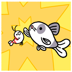 [LINEスタンプ] おくびょう小エビさん＆コリさんの画像（メイン）