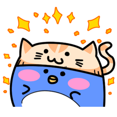 [LINEスタンプ] ねこ乗せペンギン